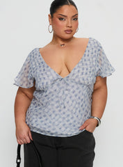 My Last Love Top Blue Check Curve