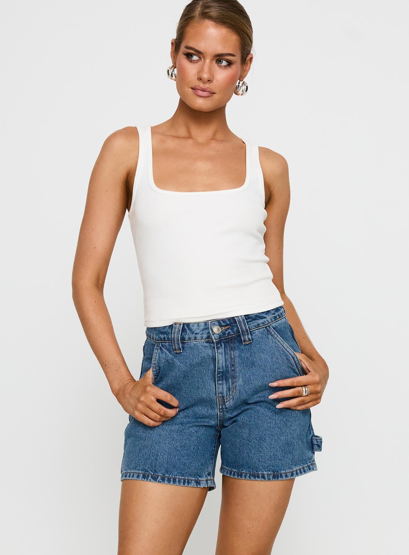 Lou Carpenter Denim Shorts Mid Wash Lower Impact