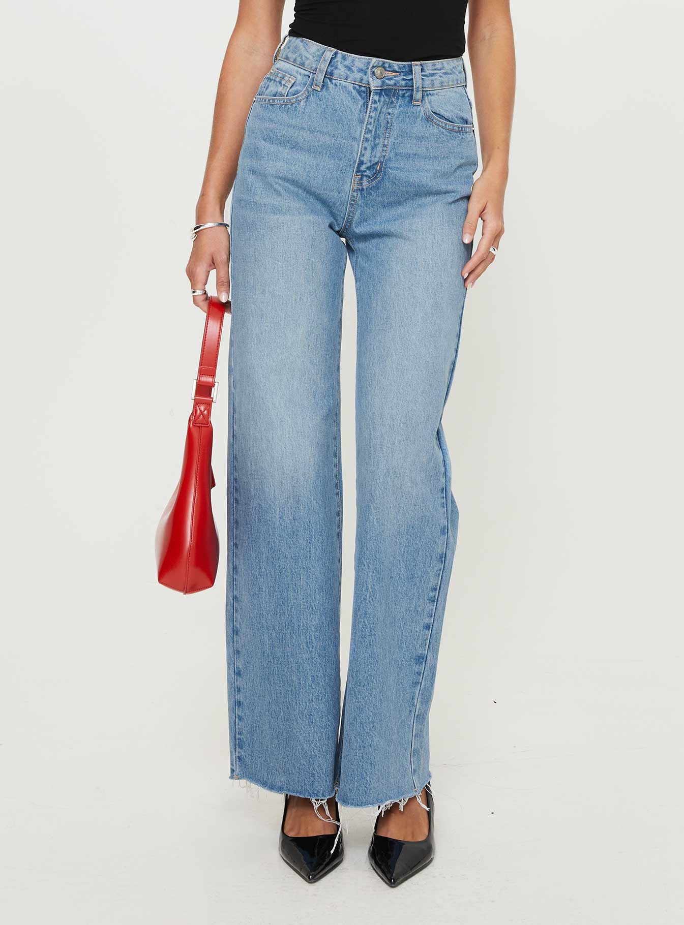 Henesey Raw Hem Jeans Mid Wash Tall