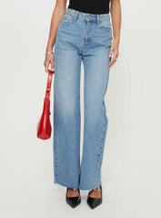 Henesey Raw Hem Jeans Mid Wash Tall