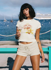 Pinup Broderie Micro Shorts Cream