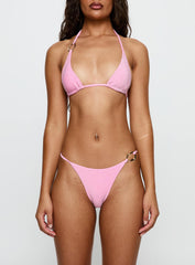 Aimi Glitter Triangle Bikini Top Pink