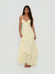 Lyricah Tiered Tie Back Maxi Dress Yellow