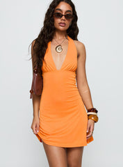 Tinisie Halter Mini Dress Orange