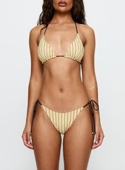 Glora Tie Side Bikini Bottom Yellow Stripe