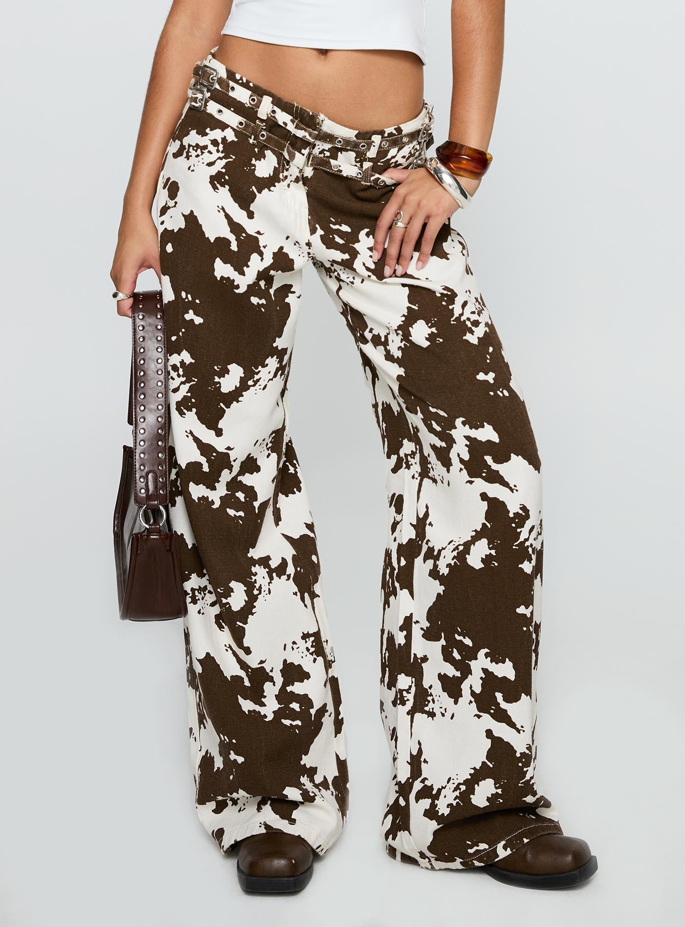 Baccarat Belted Pant Cow Print