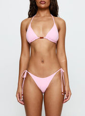Glora Tie Side Beaded Bikini Bottom Pink
