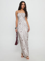 Kierra Mesh Maxi Dress Zebra