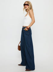 Naylor Mid Rise Wide Leg Jeans Mid Blue Denim Tall