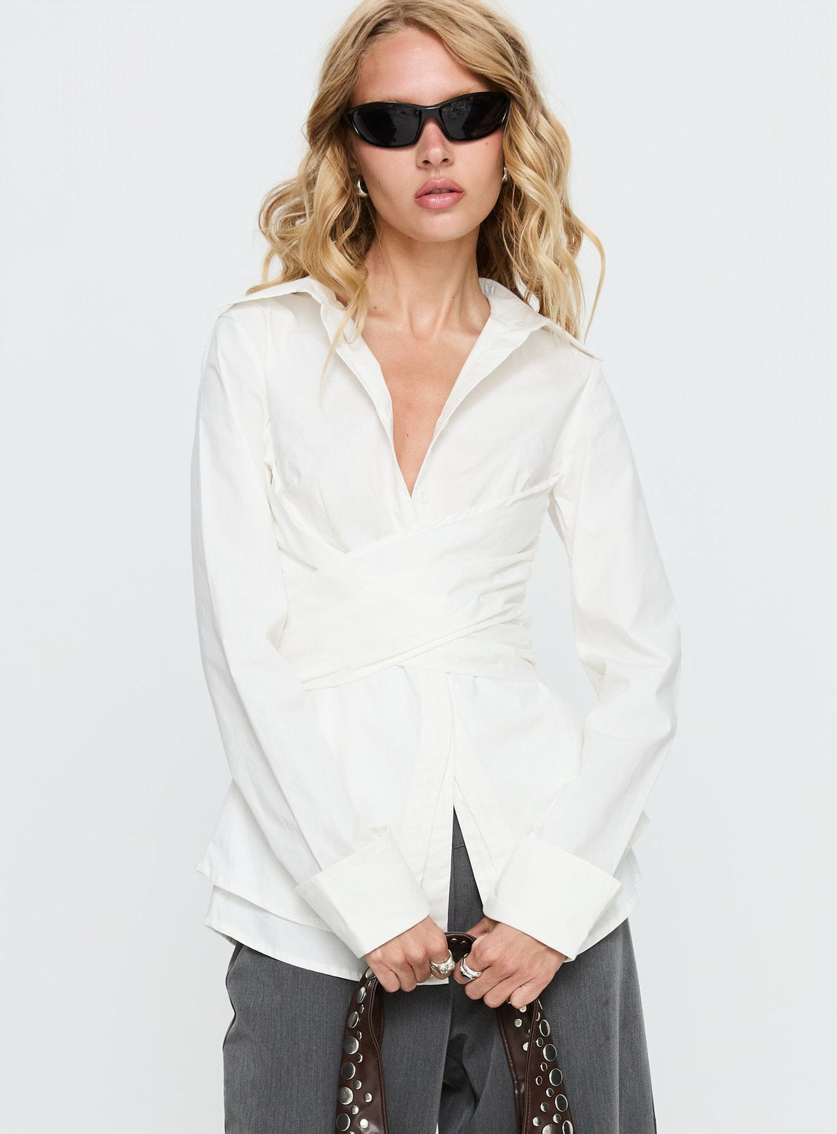 Shapeshifter Twist Long Sleeve Shirt White