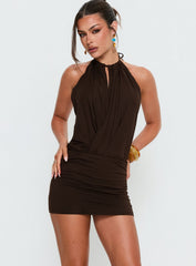 Teagin Plunge Neck Romper Brown