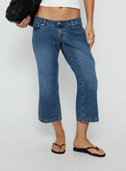 Hierarchy Low Rise 3/4 Length Jeans Mid Wash