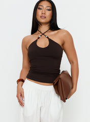Manika Bead Detail Top Chocolate