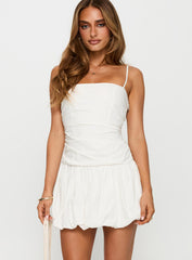 Scene Stealer Bubble Hem Mini Dress White