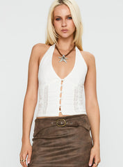 Vayda Halter Top White