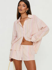 Opheliah Drawstring Shorts Pink Stripe