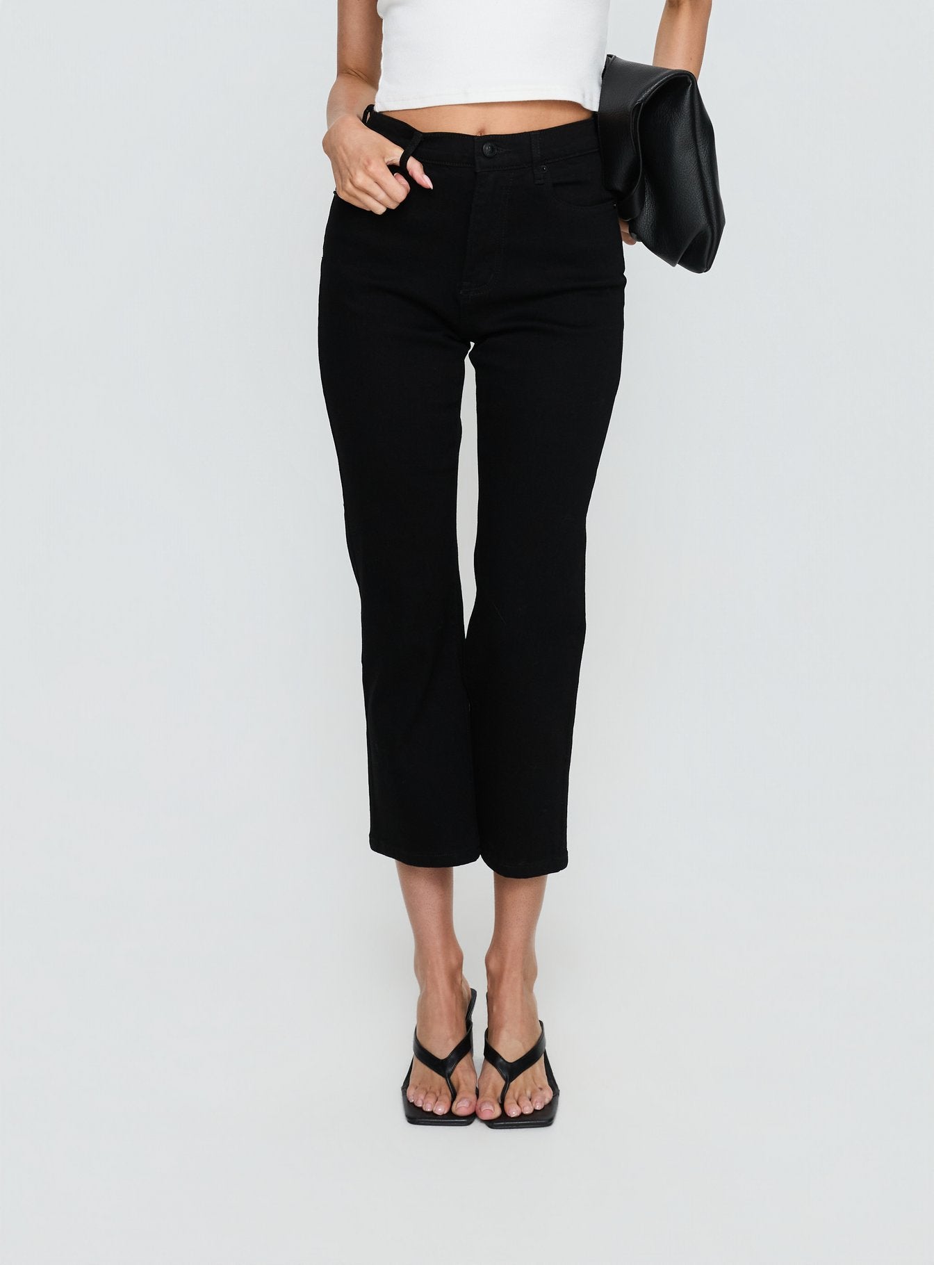 Cindee High Rise Cropped Jeans Jet Black