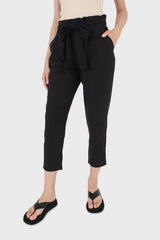Black paper bag waist trousers
