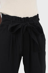 Black paper bag waist trousers