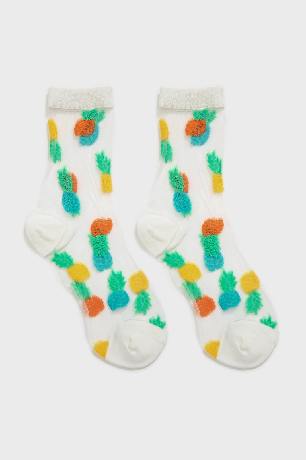 Tropical pineapple sheer socks