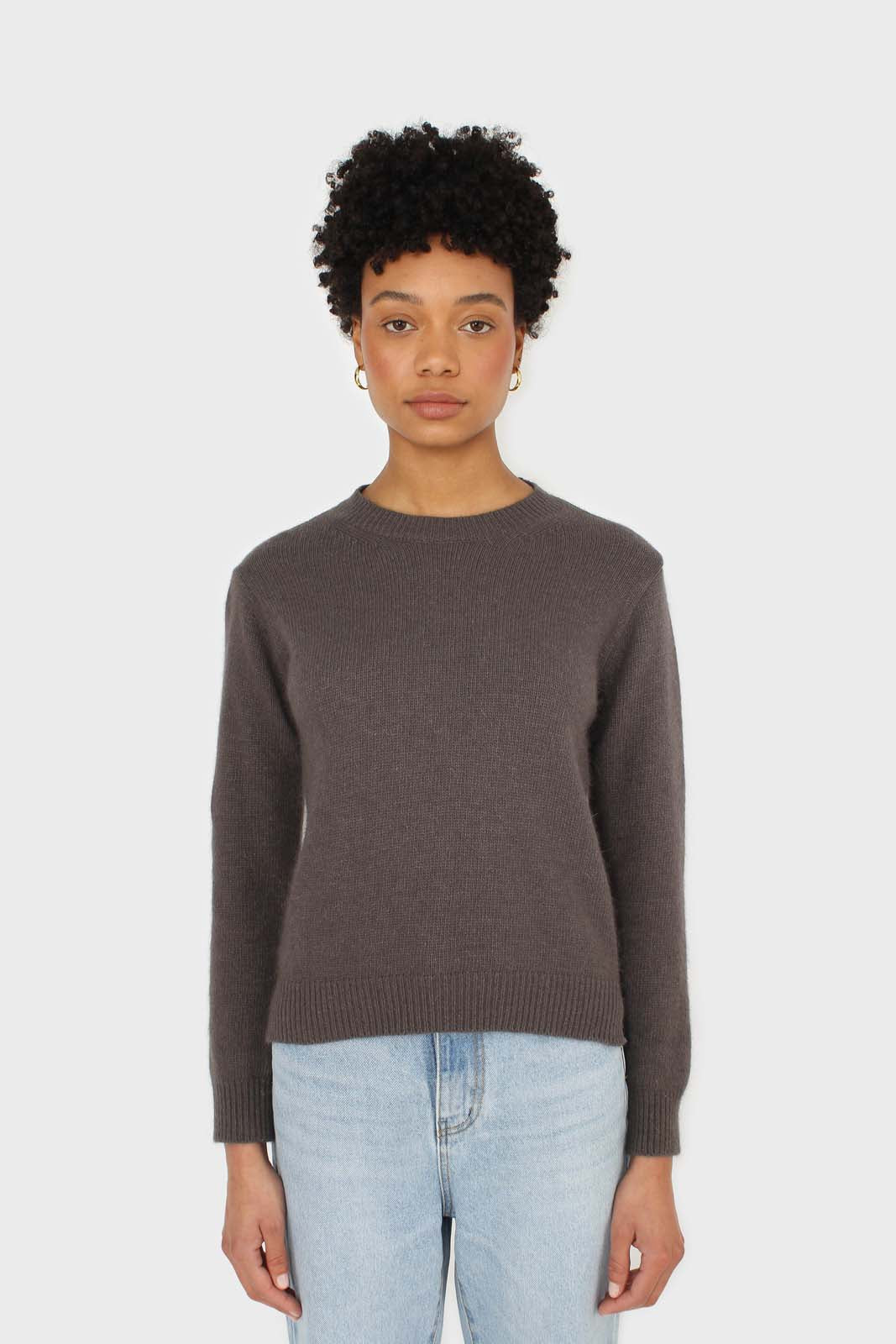 Charcoal grey angora crew neck jumper