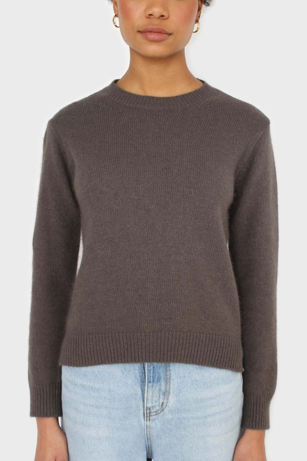 Charcoal grey angora crew neck jumper