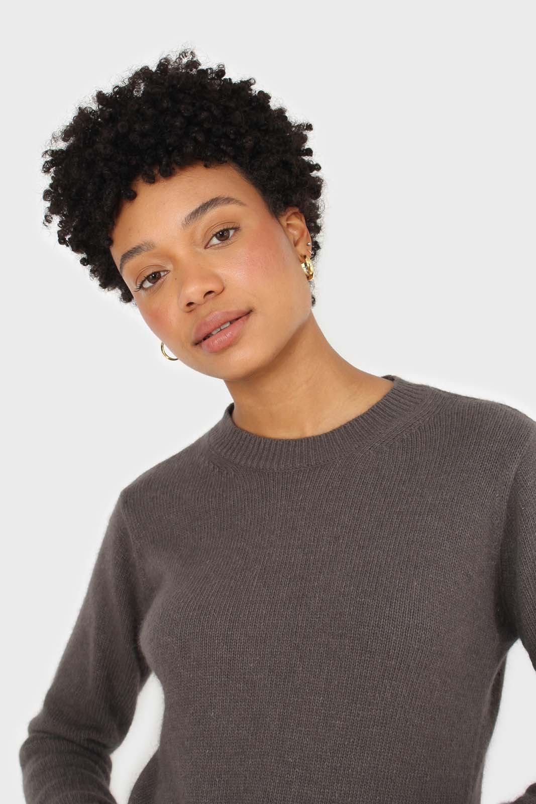 Charcoal grey angora crew neck jumper