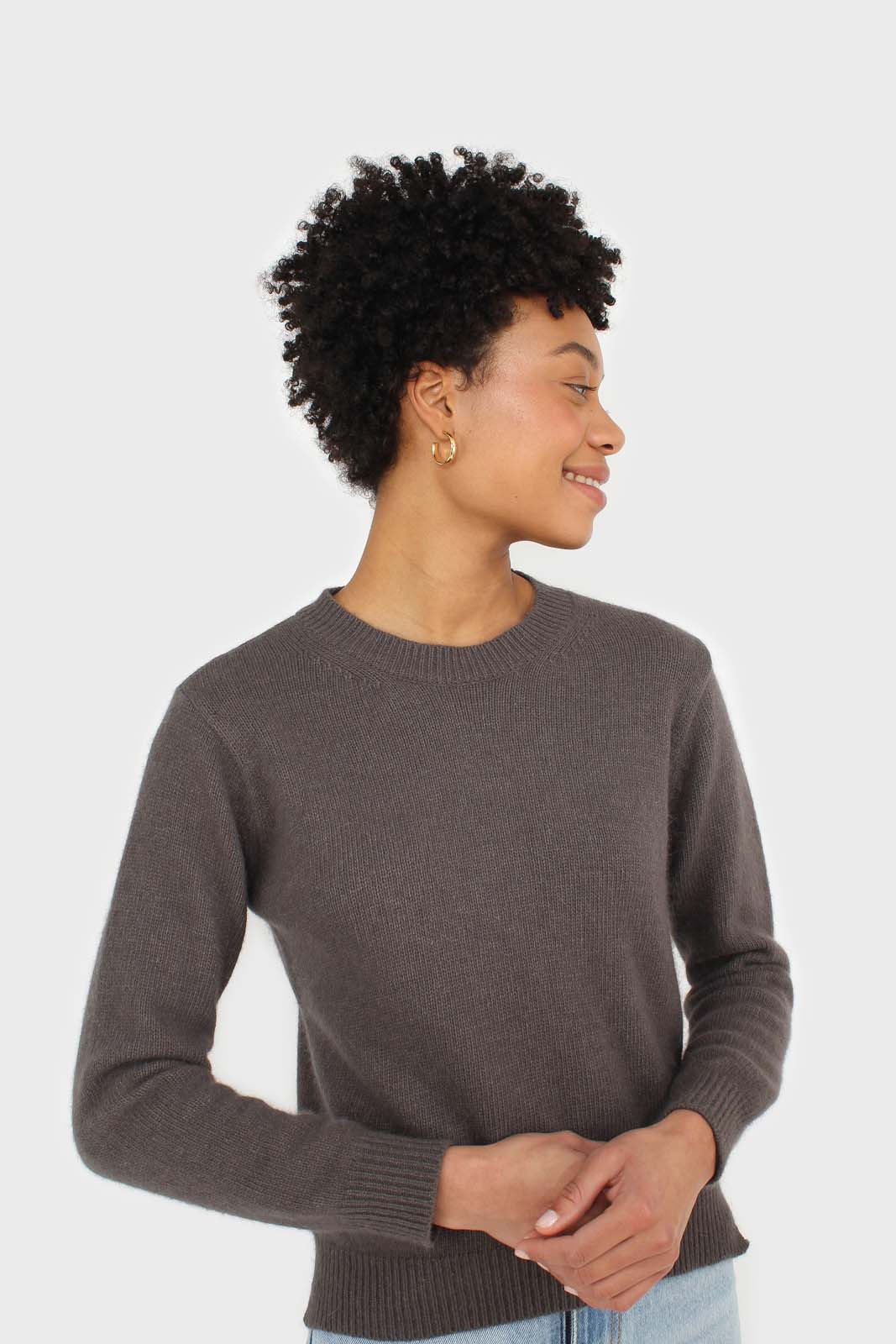 Charcoal grey angora crew neck jumper