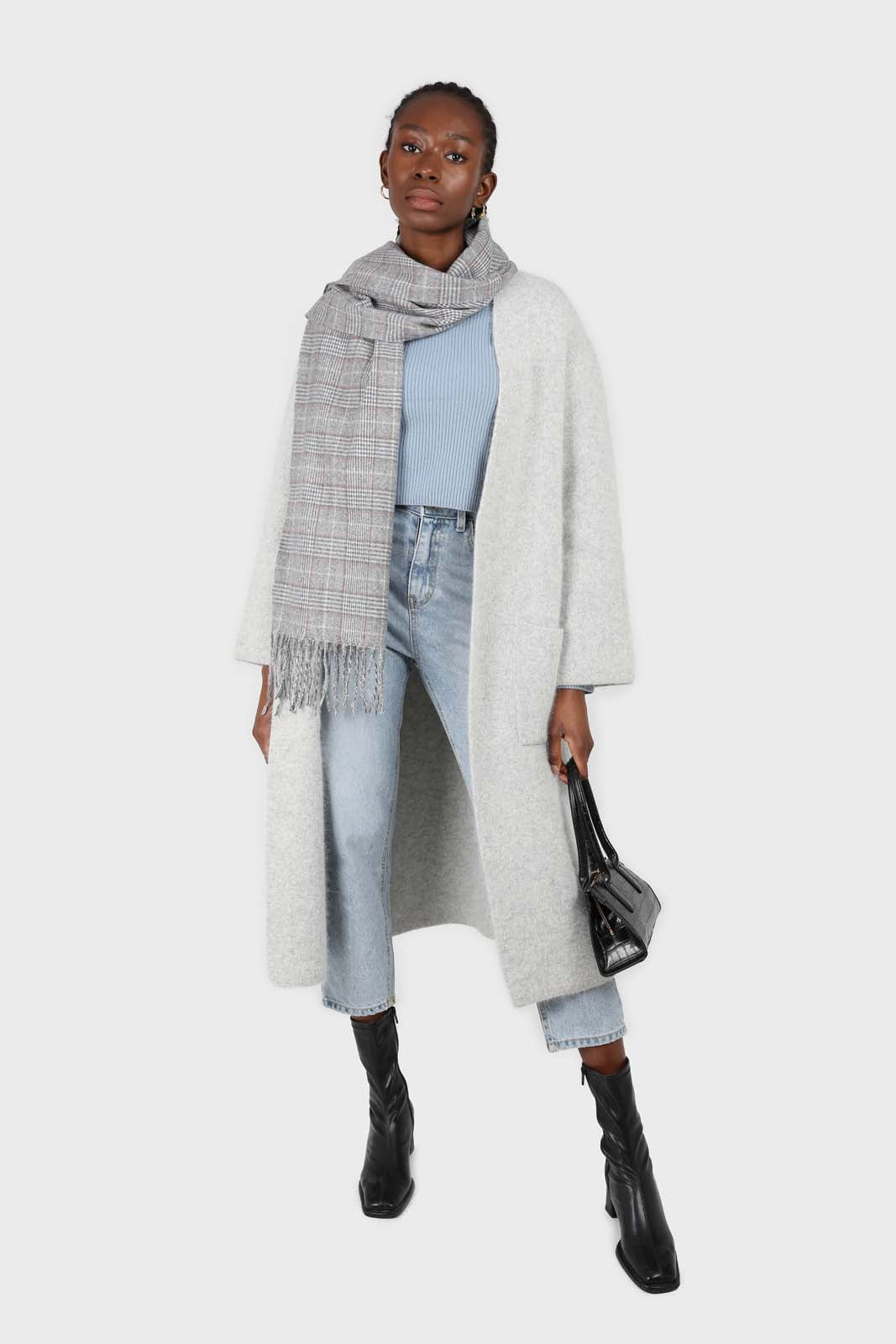 Pale grey thick angora sweater coat