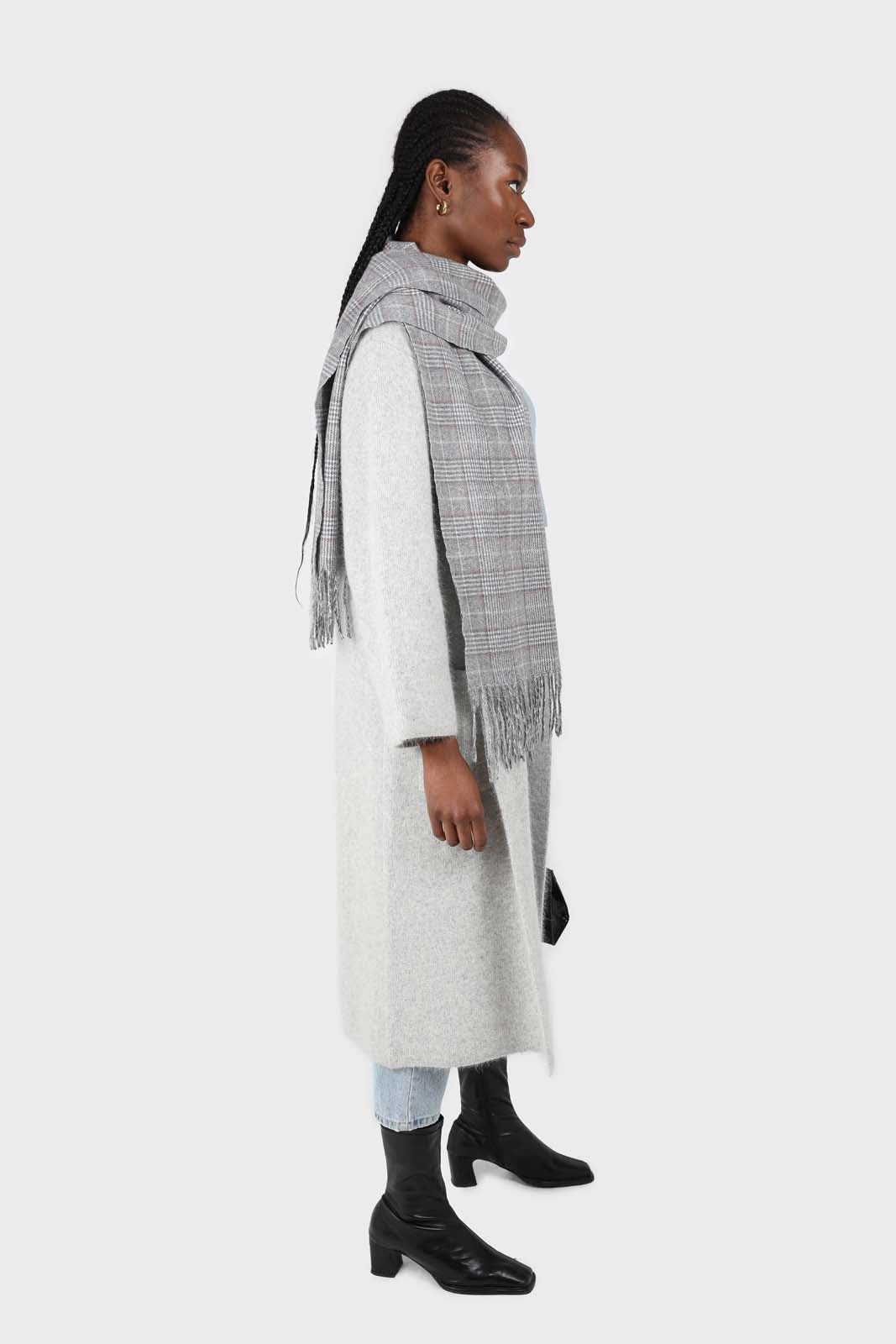 Pale grey thick angora sweater coat