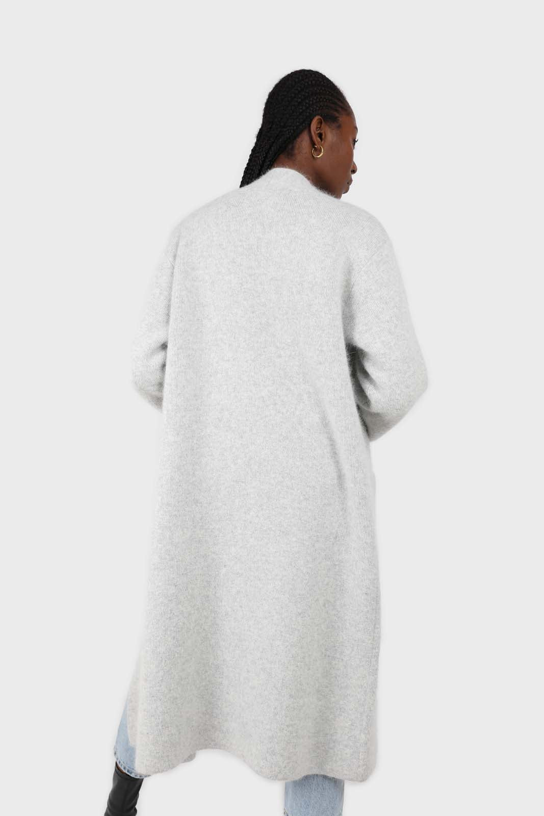 Pale grey thick angora sweater coat