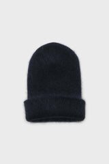 Deep blue mohair beanie hat