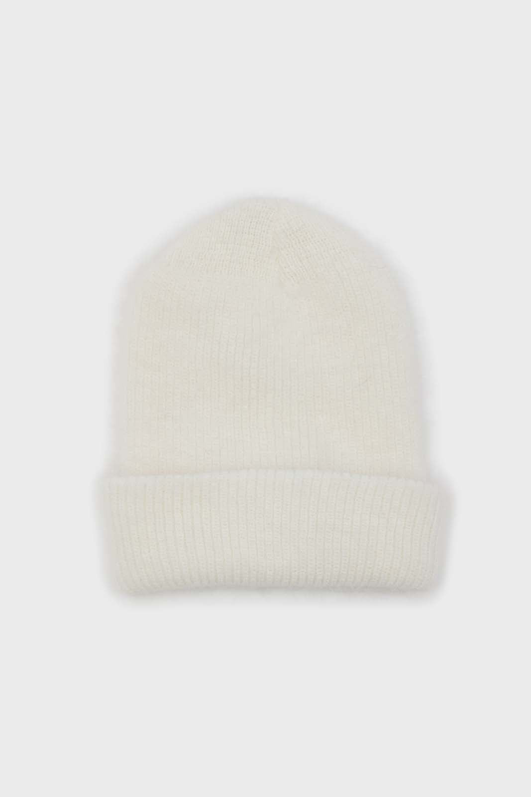 White mohair beanie hat