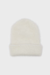 White mohair beanie hat