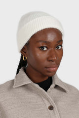 White mohair beanie hat