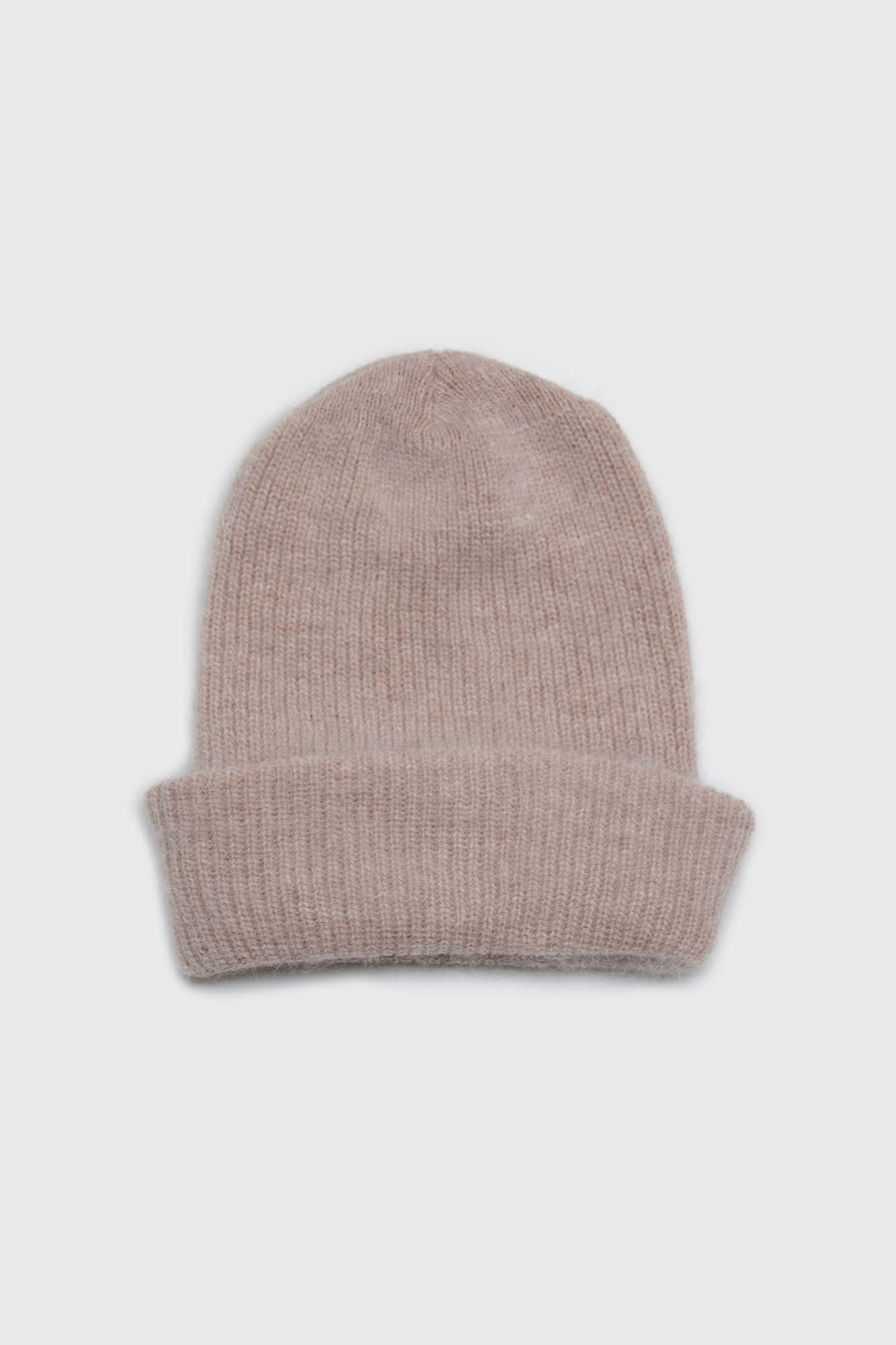 Light beige mohair beanie hat