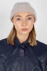 Light beige mohair beanie hat