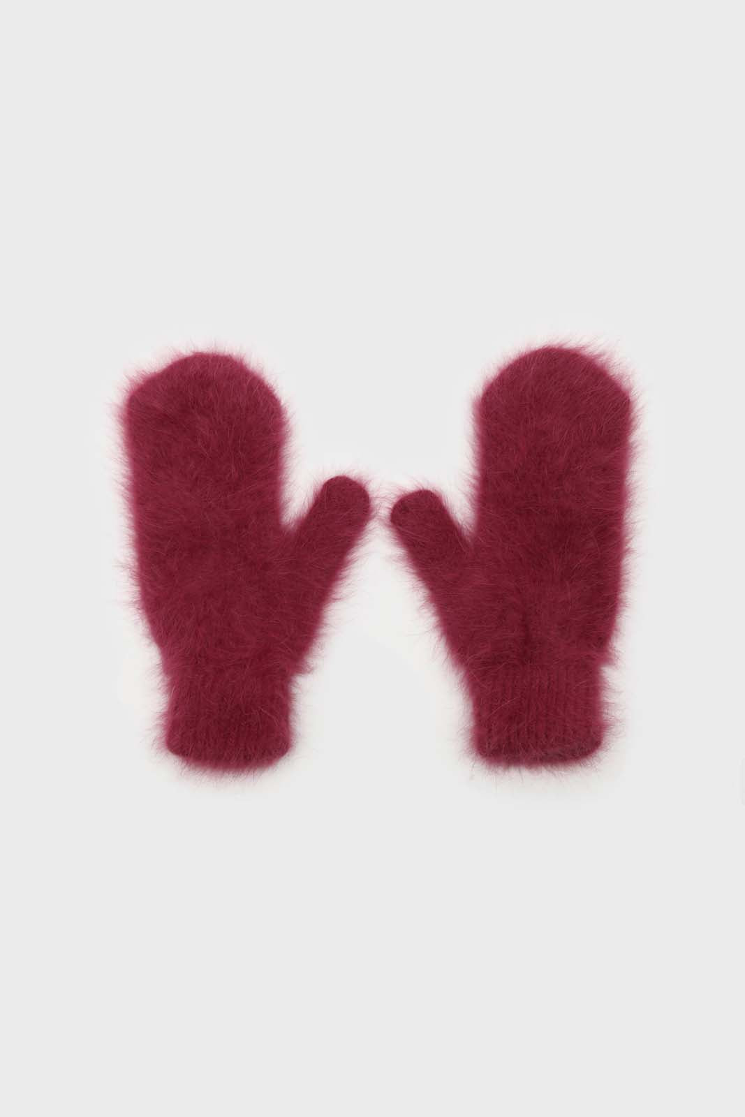 Burgundy mohair mittens