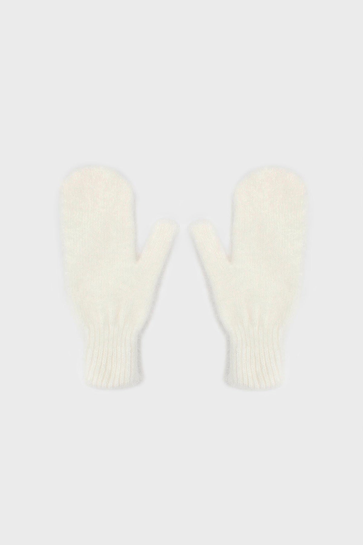 White mohair mittens