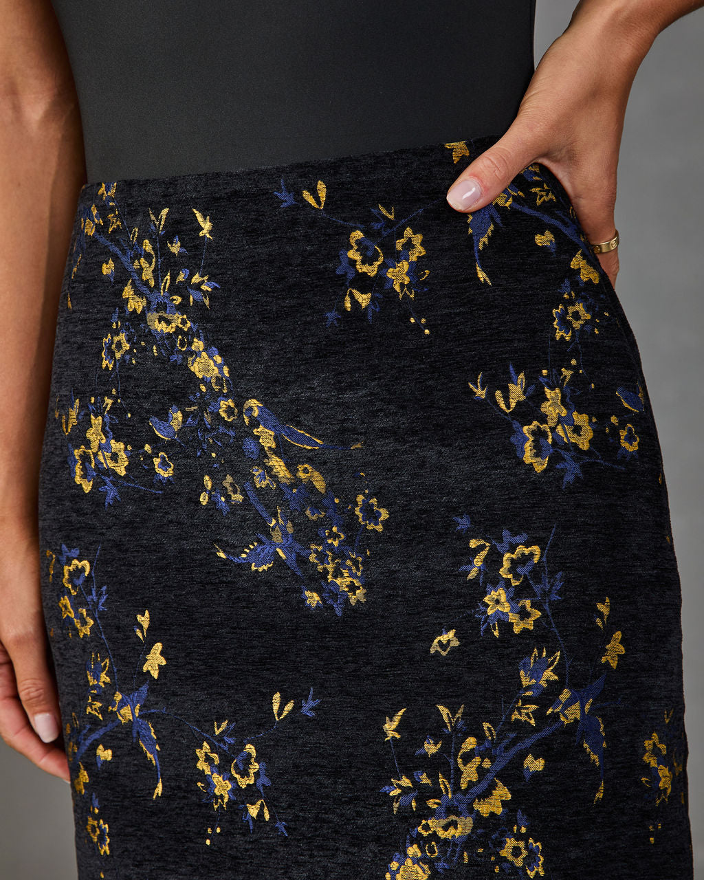 Pressed Peony Velvet Jacquard Floral Mini Skirt