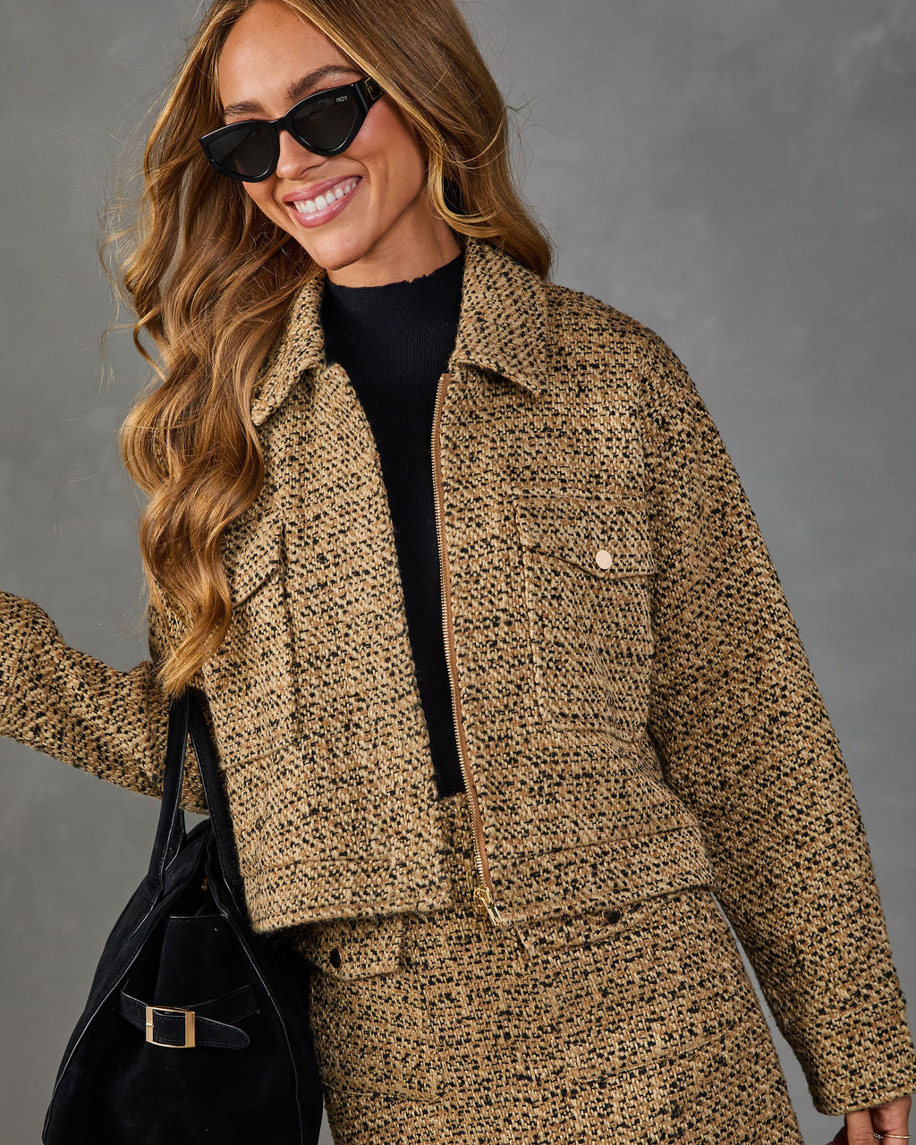 Warm Aura Tweed Utility Jacket