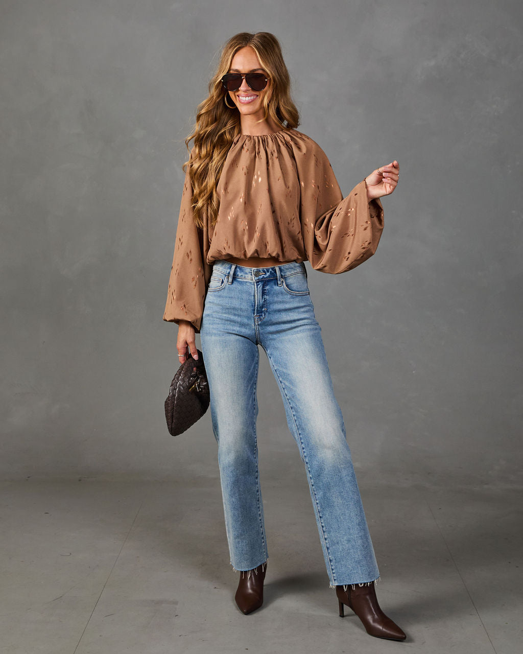Calista Abstract Bubble Hem Blouse