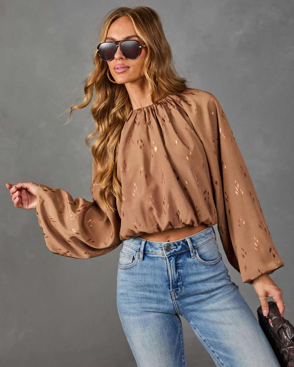 Calista Abstract Bubble Hem Blouse