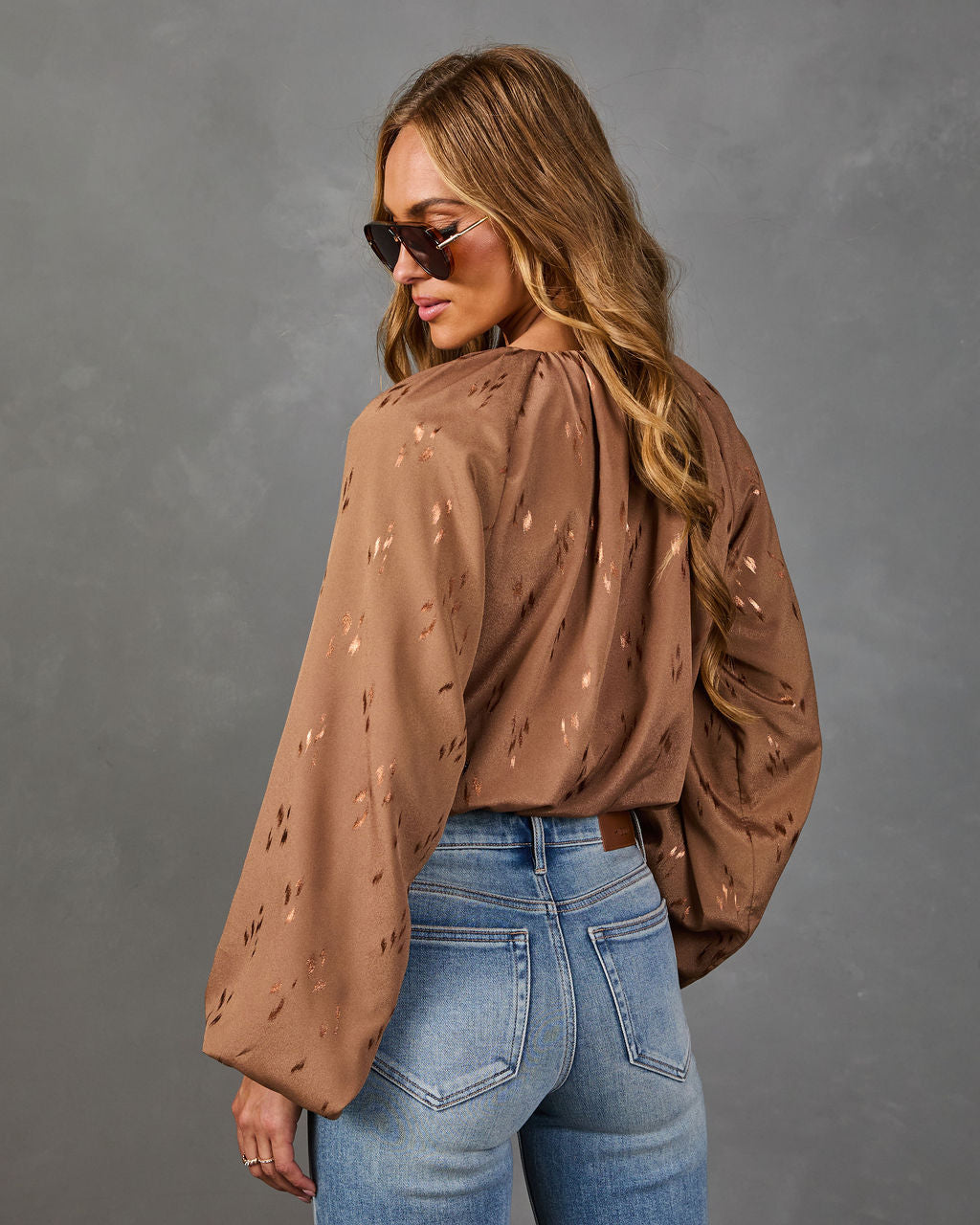 Calista Abstract Bubble Hem Blouse