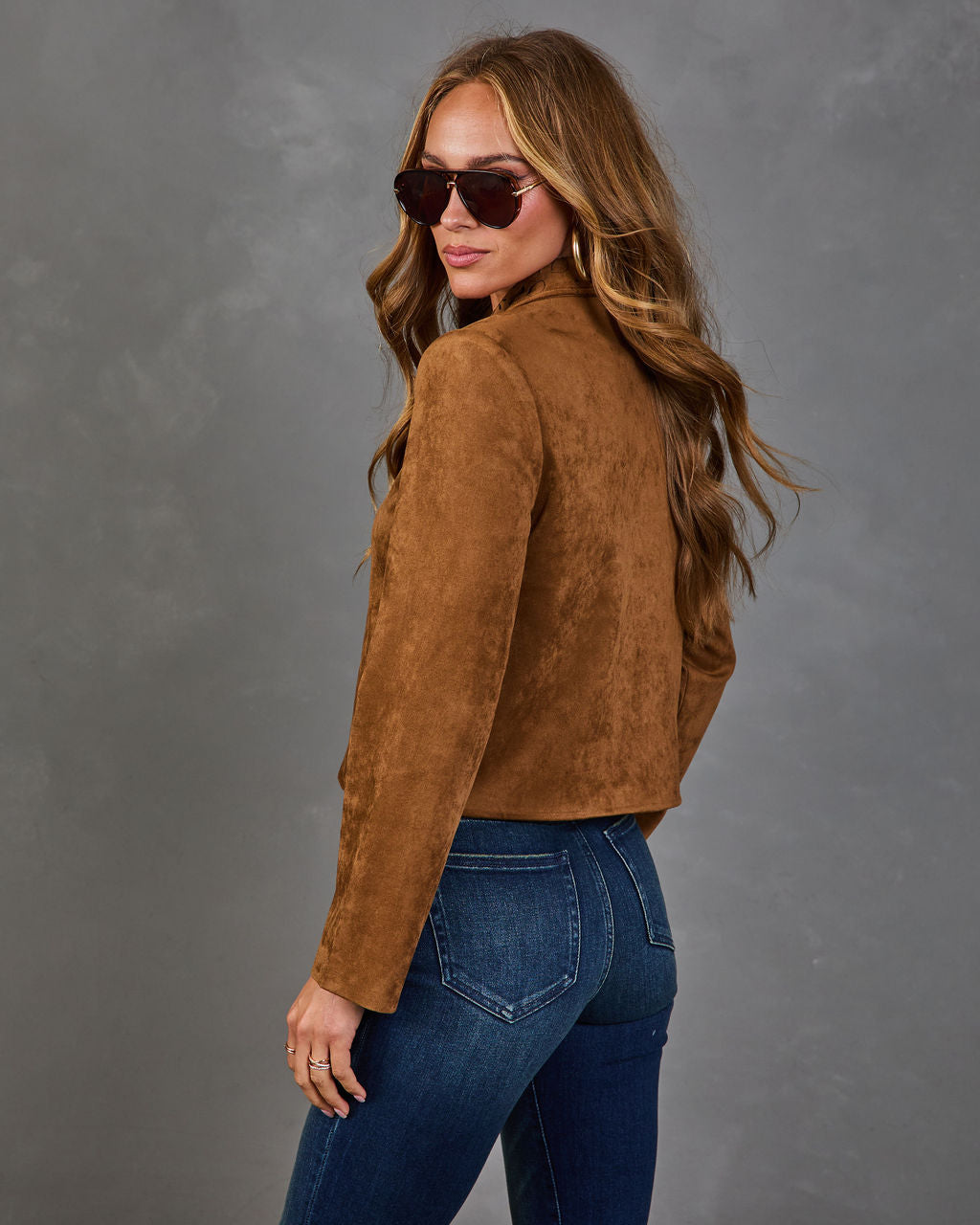 Bennett Faux Suede Eyelet Collar Jacket