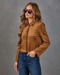 Bennett Faux Suede Eyelet Collar Jacket