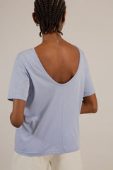Blue open back tee