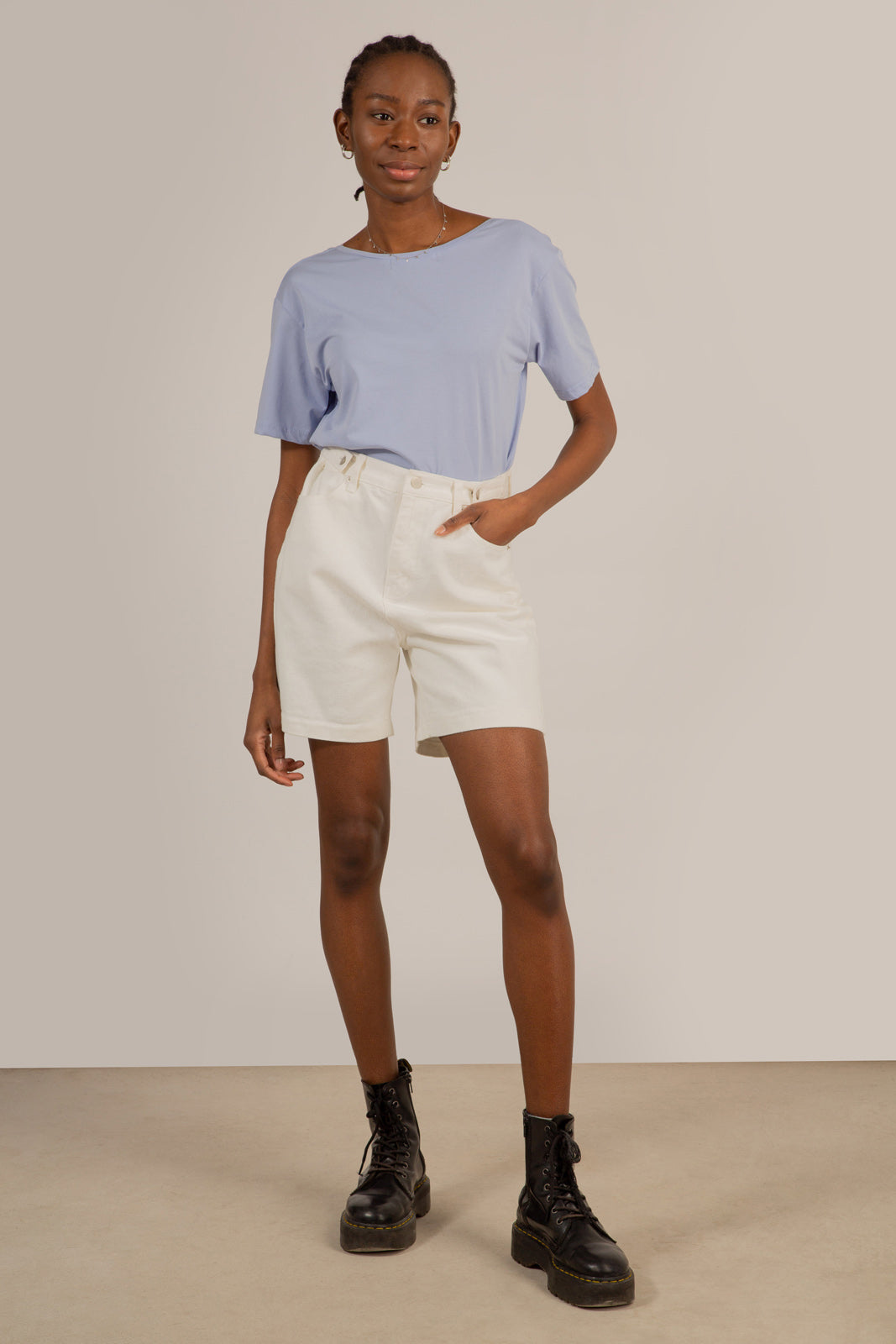 Blue open back tee