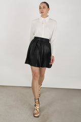 White micro pleated long sleeved shirt
