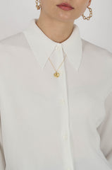 White micro pleated long sleeved shirt
